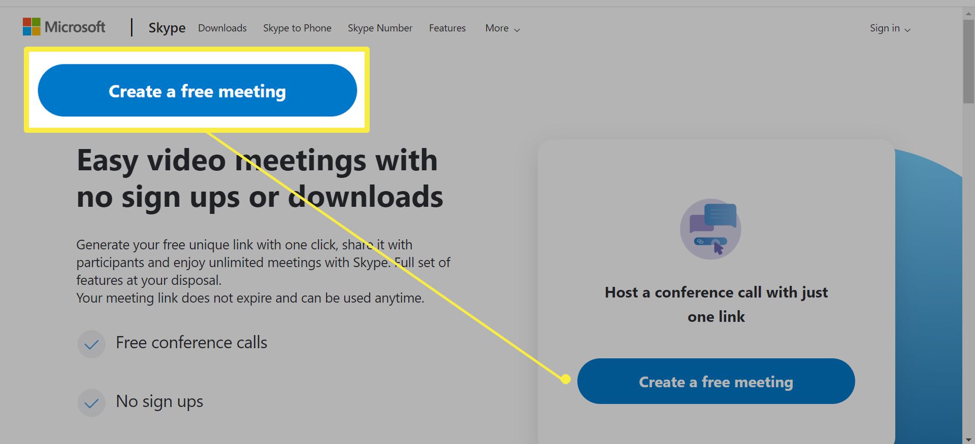 Χρησιμοποιώντας το Skype Meet Now.