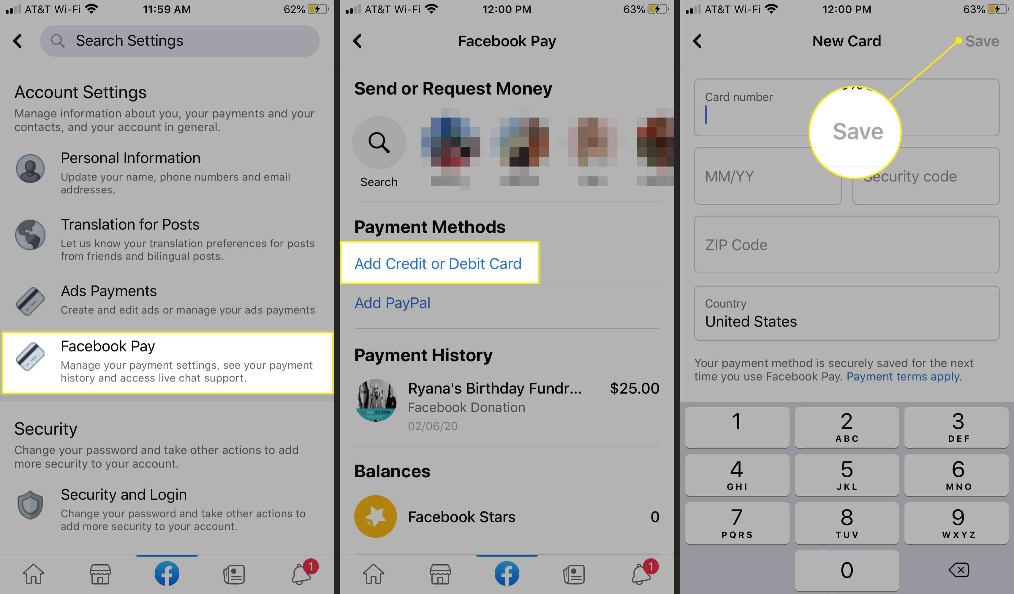 Facebook Πληρώστε και προσθέστε μια κάρτα στο Messenger