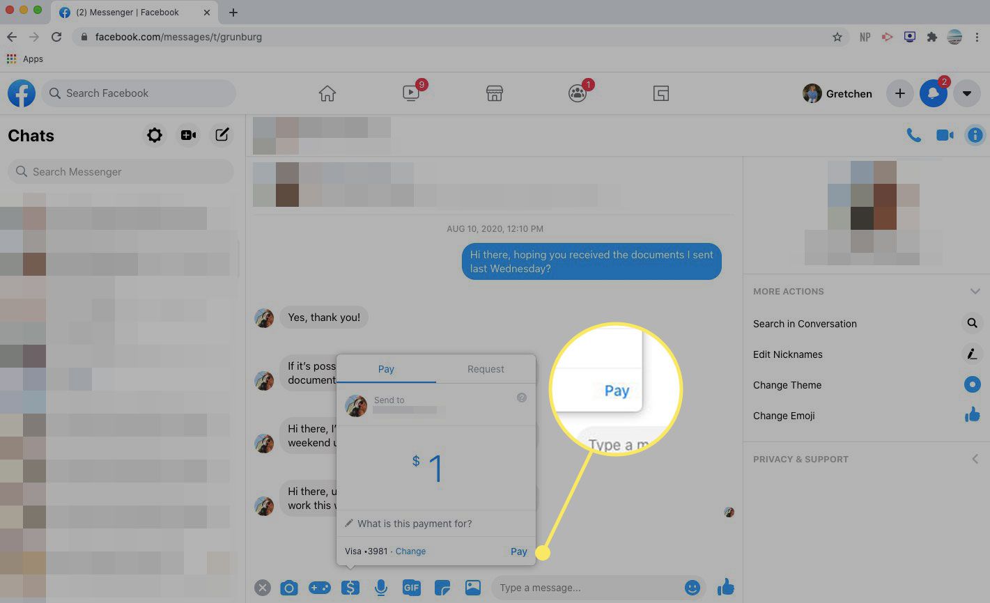 Το κουμπί πληρωμής στο Facebook Messenger
