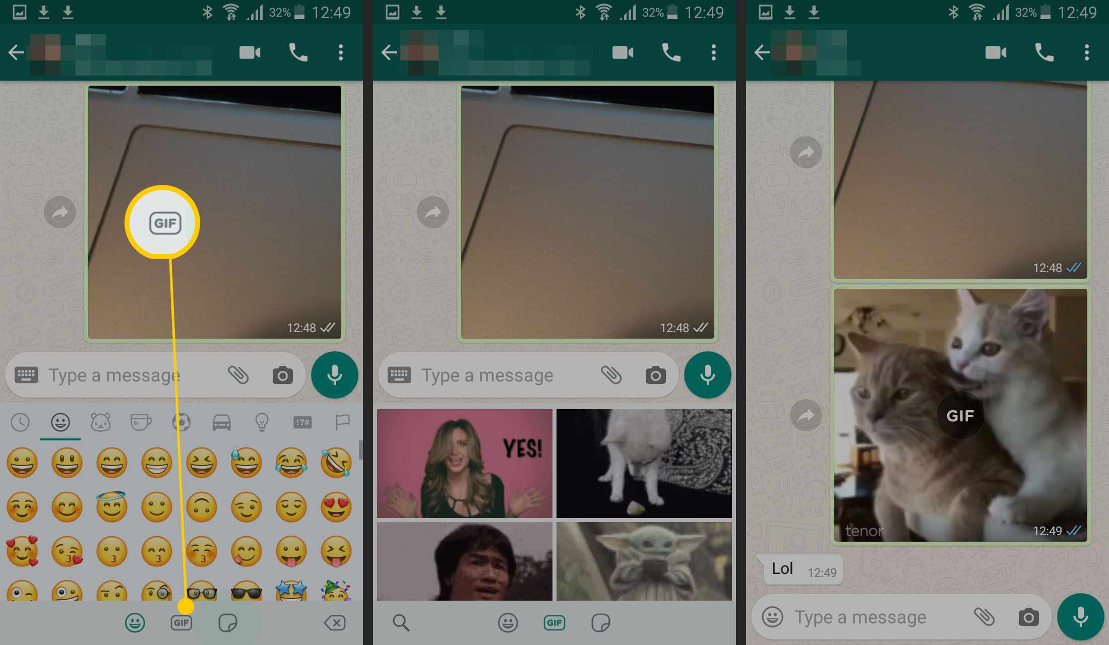 Βήματα για την αποστολή GIF στο WhatsApp