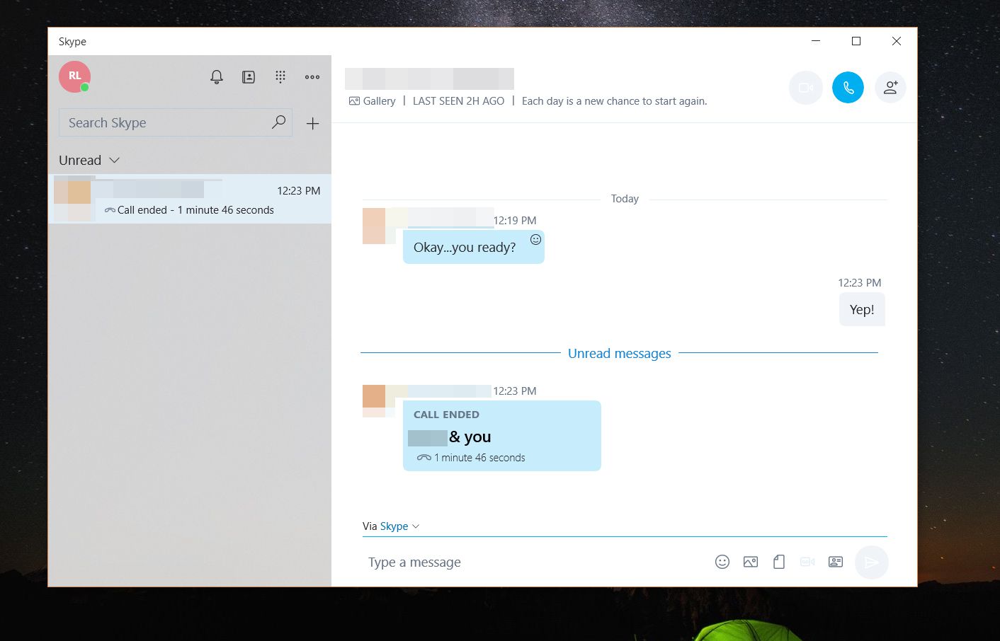 Στιγμιότυπο οθόνης του Skype στα Windows 10