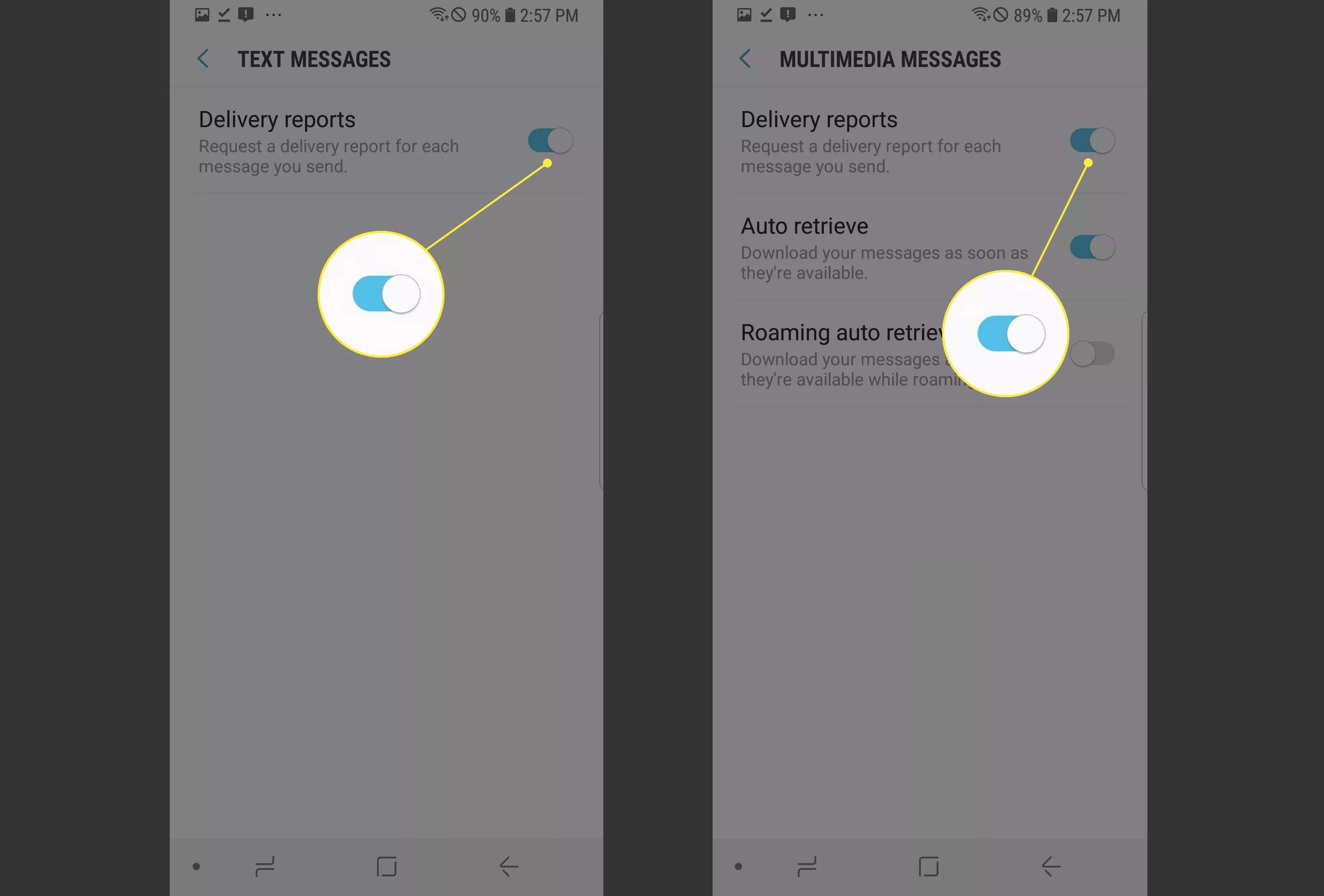 Αναφορές παράδοσης σε Android