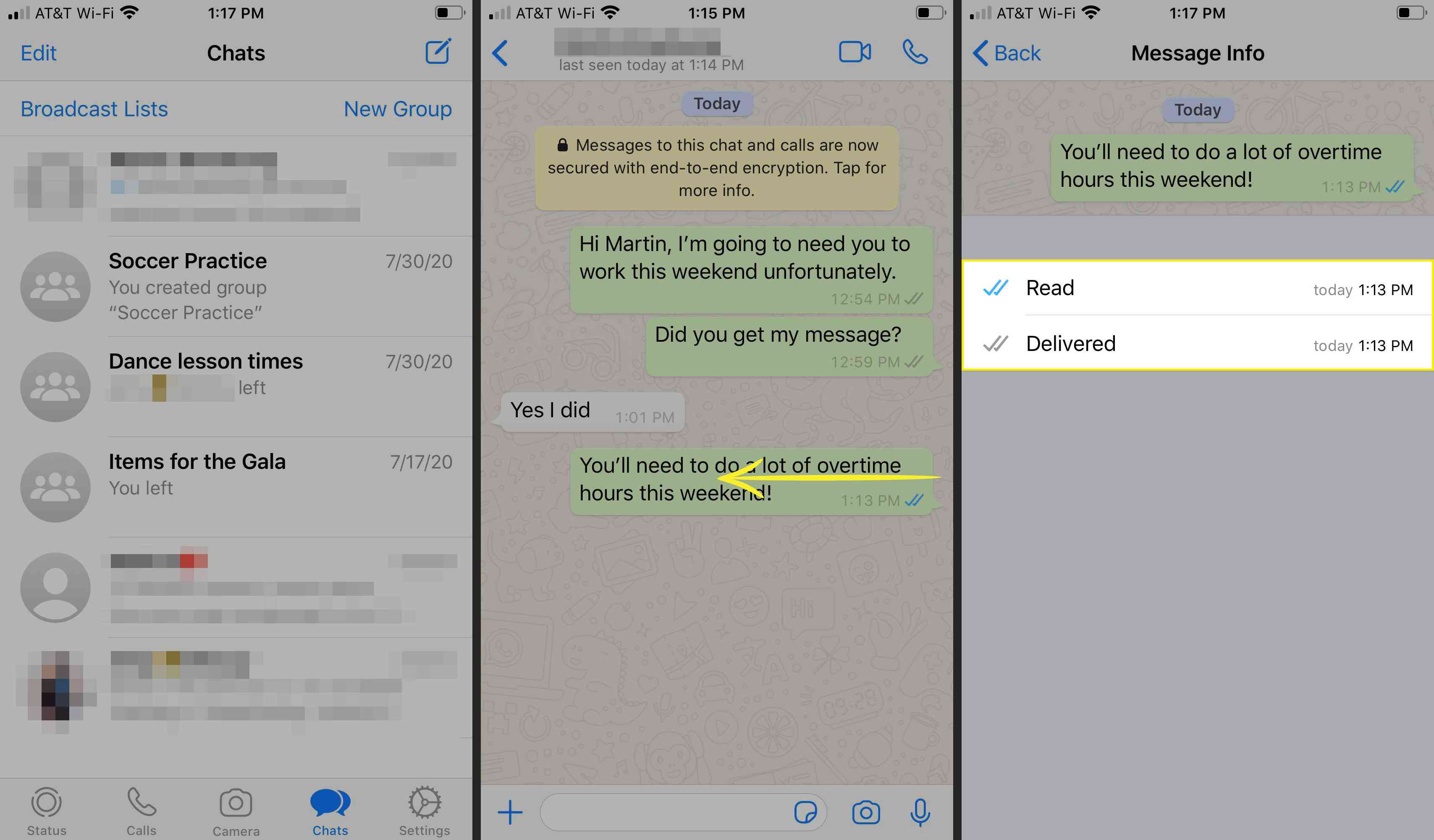 Λεπτομέρειες μηνύματος στο WhatsApp