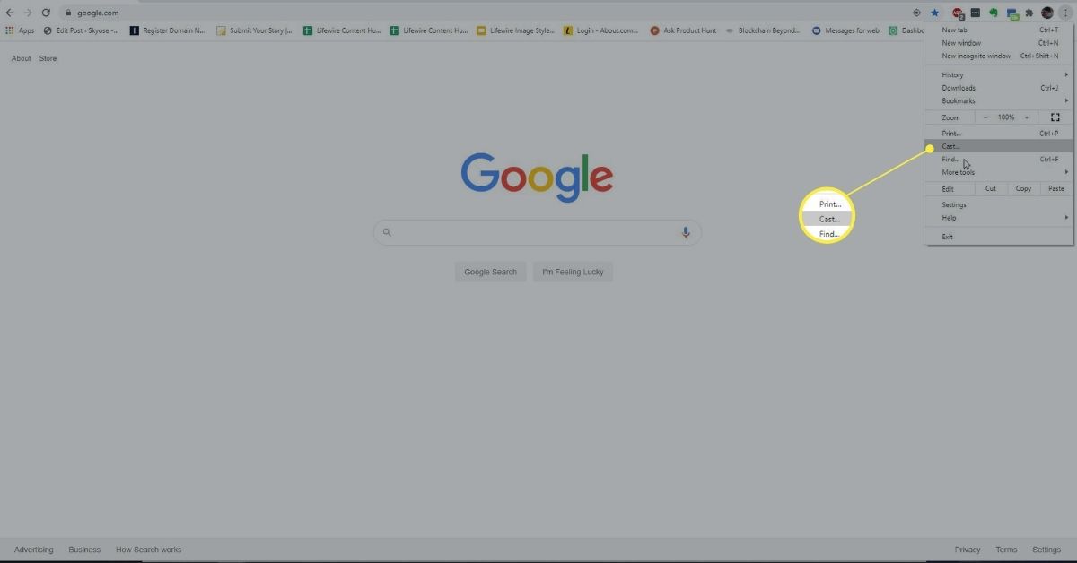 Μετάδοση στο μενού Google