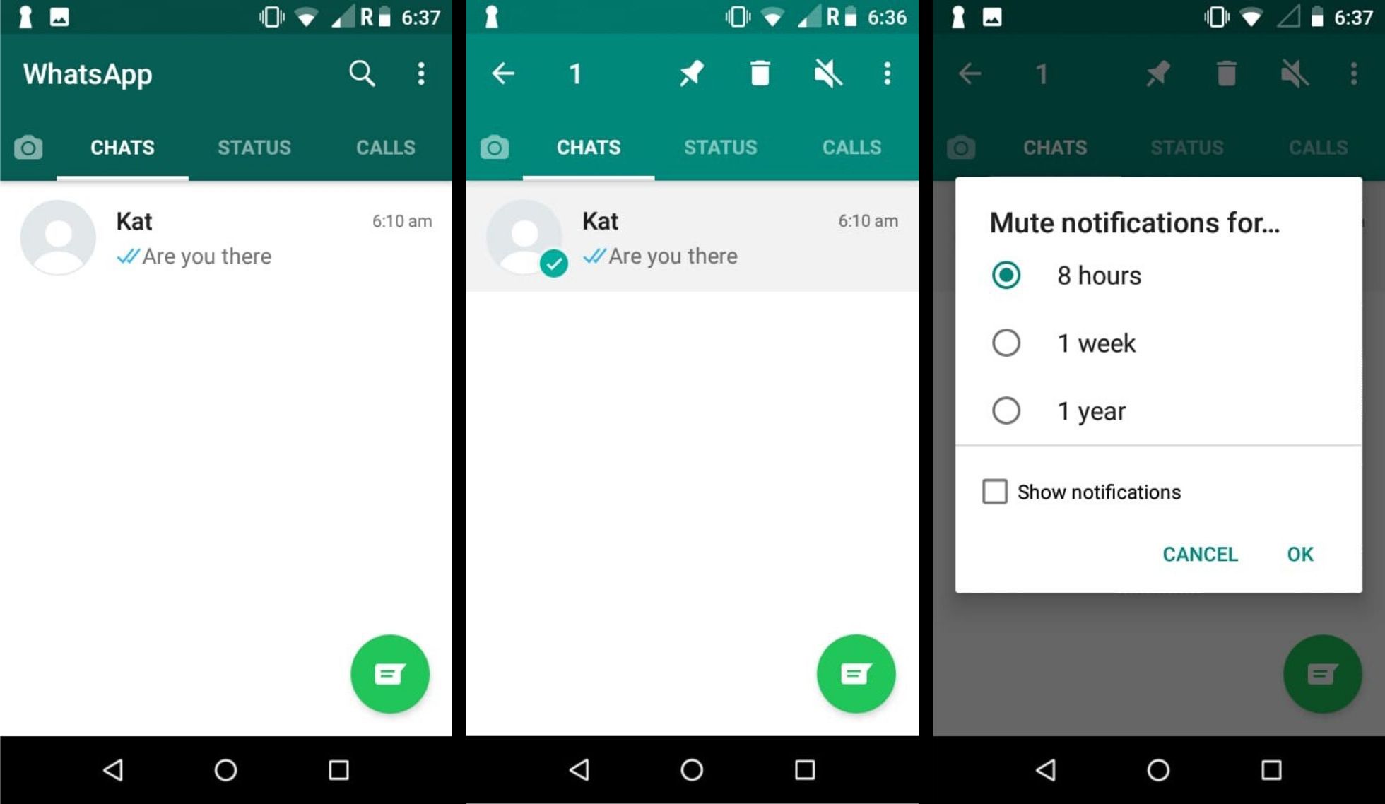 Τρόπος σίγασης συνομιλιών στο WhatsApp για Android.