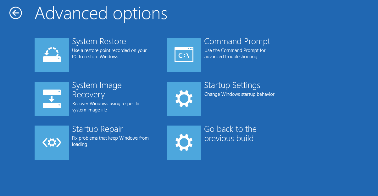 Μενού επιλογών για προχωρημένους στα Windows 10