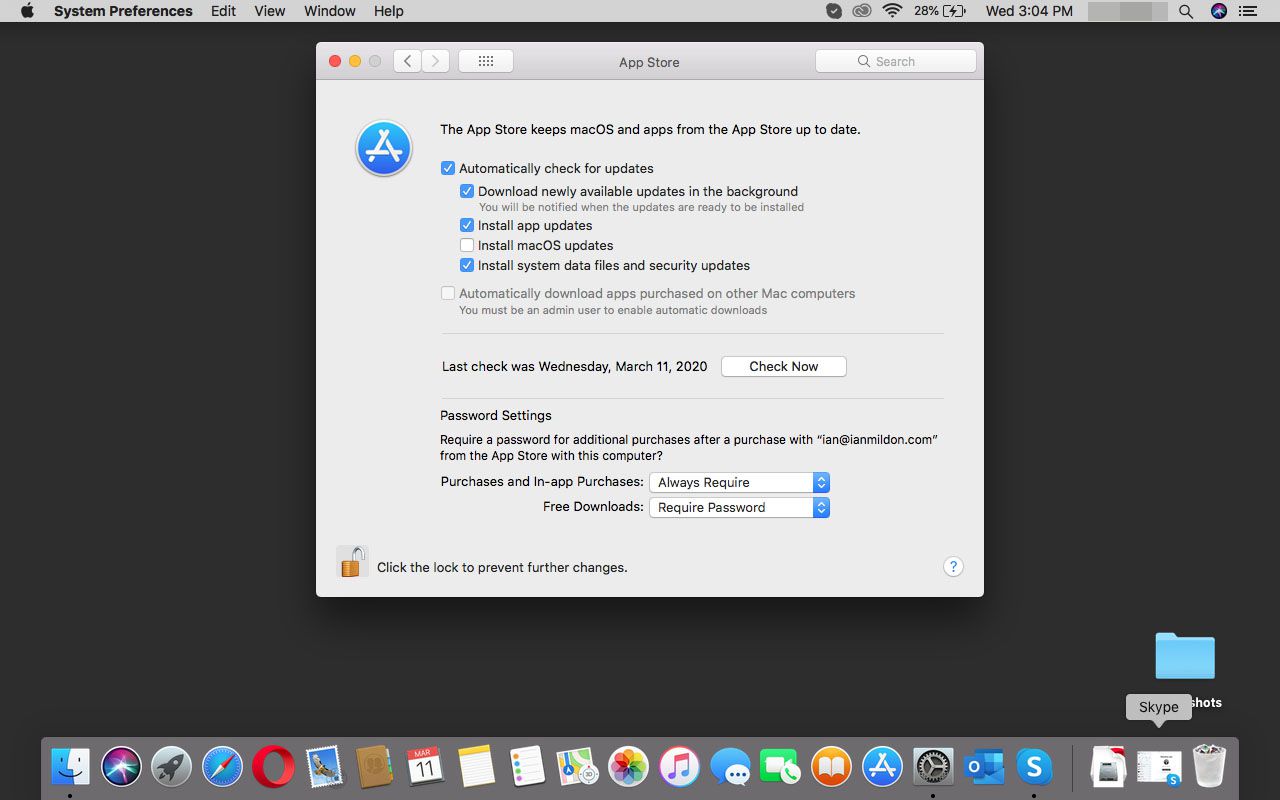 Ρυθμίσεις App Store σε macOS.