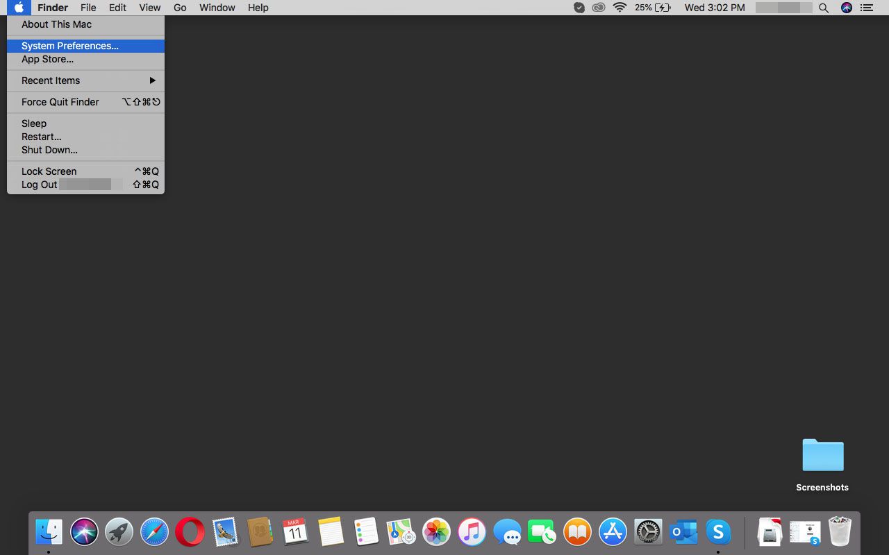 Μετάβαση στις Προτιμήσεις συστήματος στο macOS.