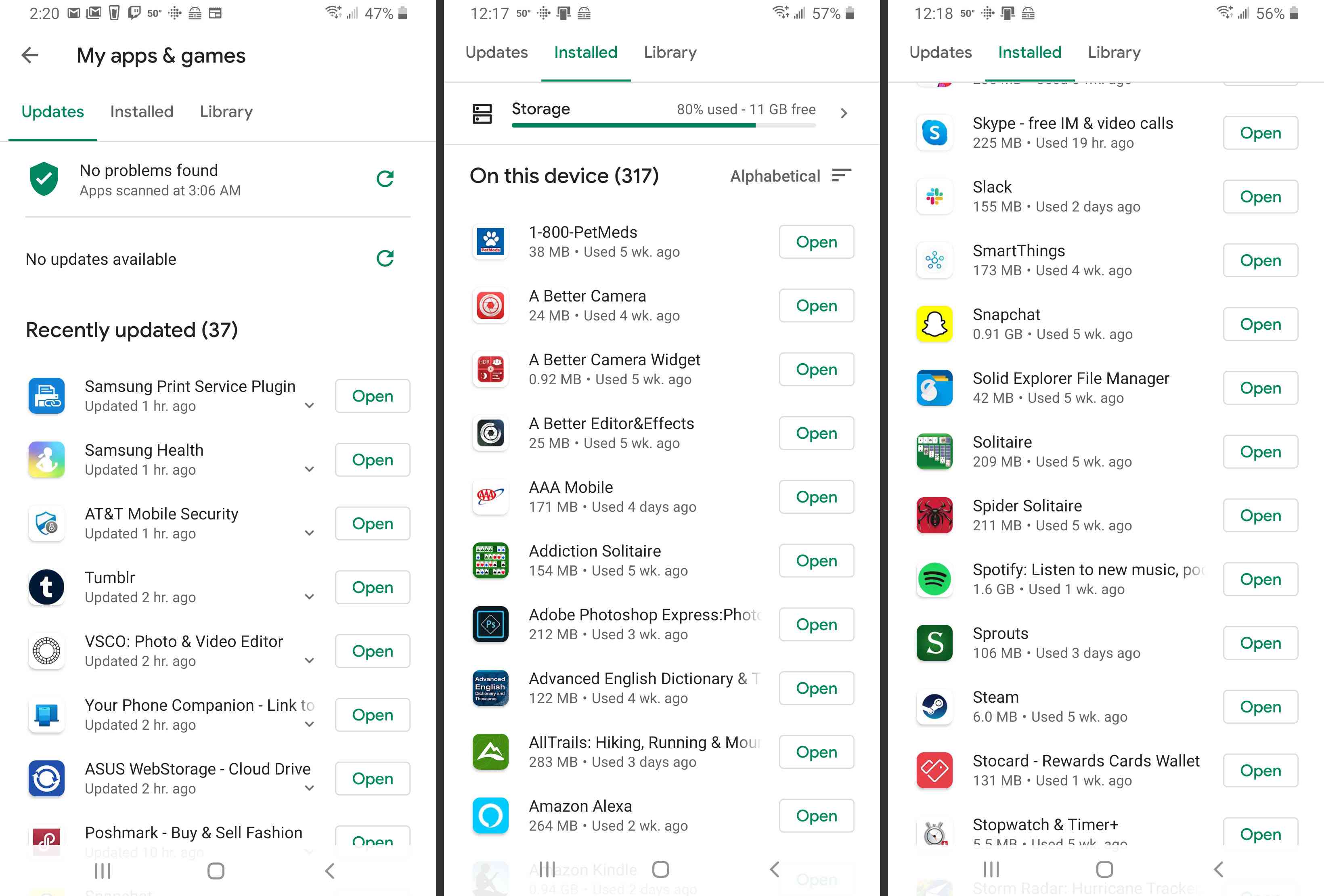 Στιγμιότυπα οθόνης του Google Play Store.