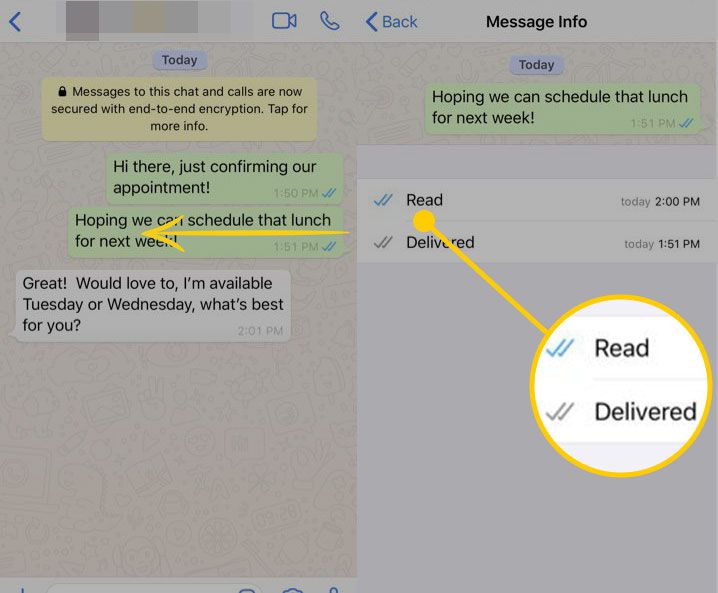 Λεπτομέρειες μηνύματος στο WhatsApp