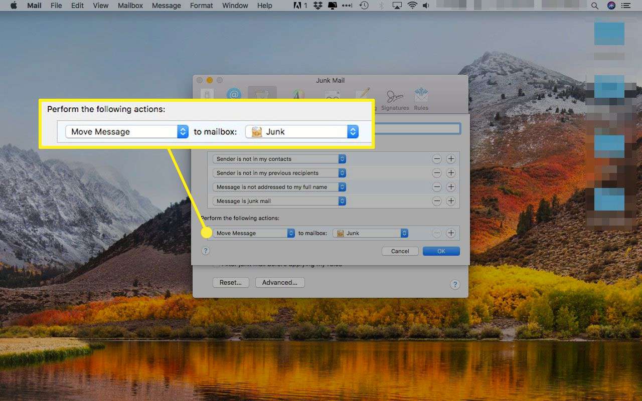Προηγμένες ρυθμίσεις της Apple Mail για ανεπιθύμητη αλληλογραφία