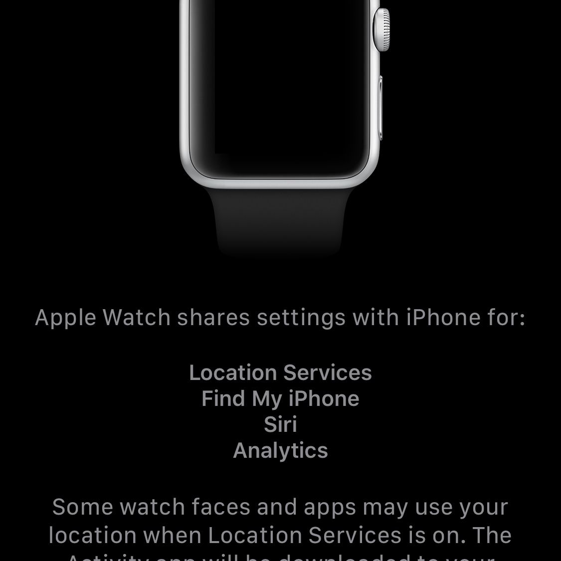 Ένα στιγμιότυπο οθόνης της οθόνης κοινών ρυθμίσεων του Apple Watch