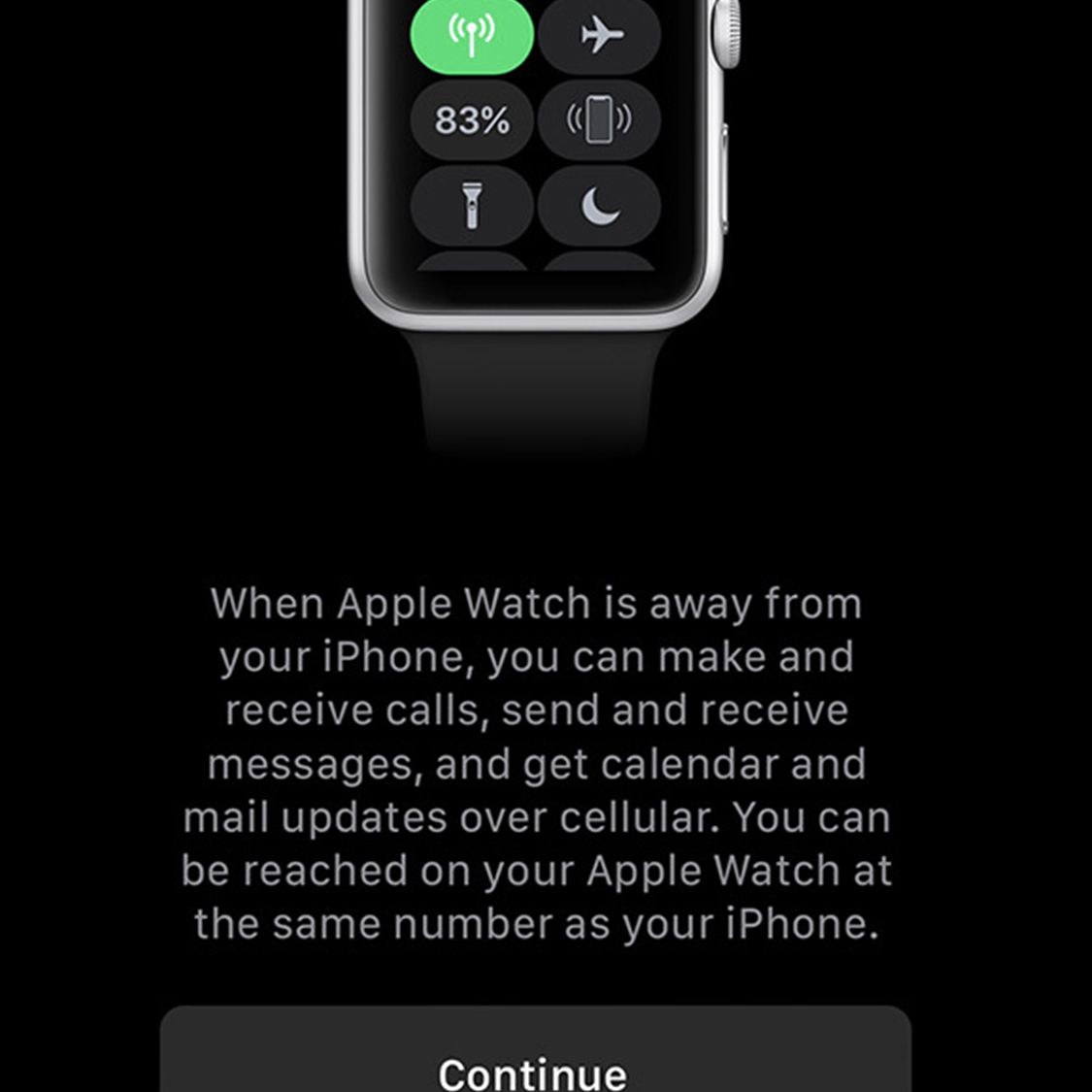 Έχει ρυθμιστεί μια οθόνη που δείχνει την υπηρεσία κινητής τηλεφωνίας για το Apple Watch