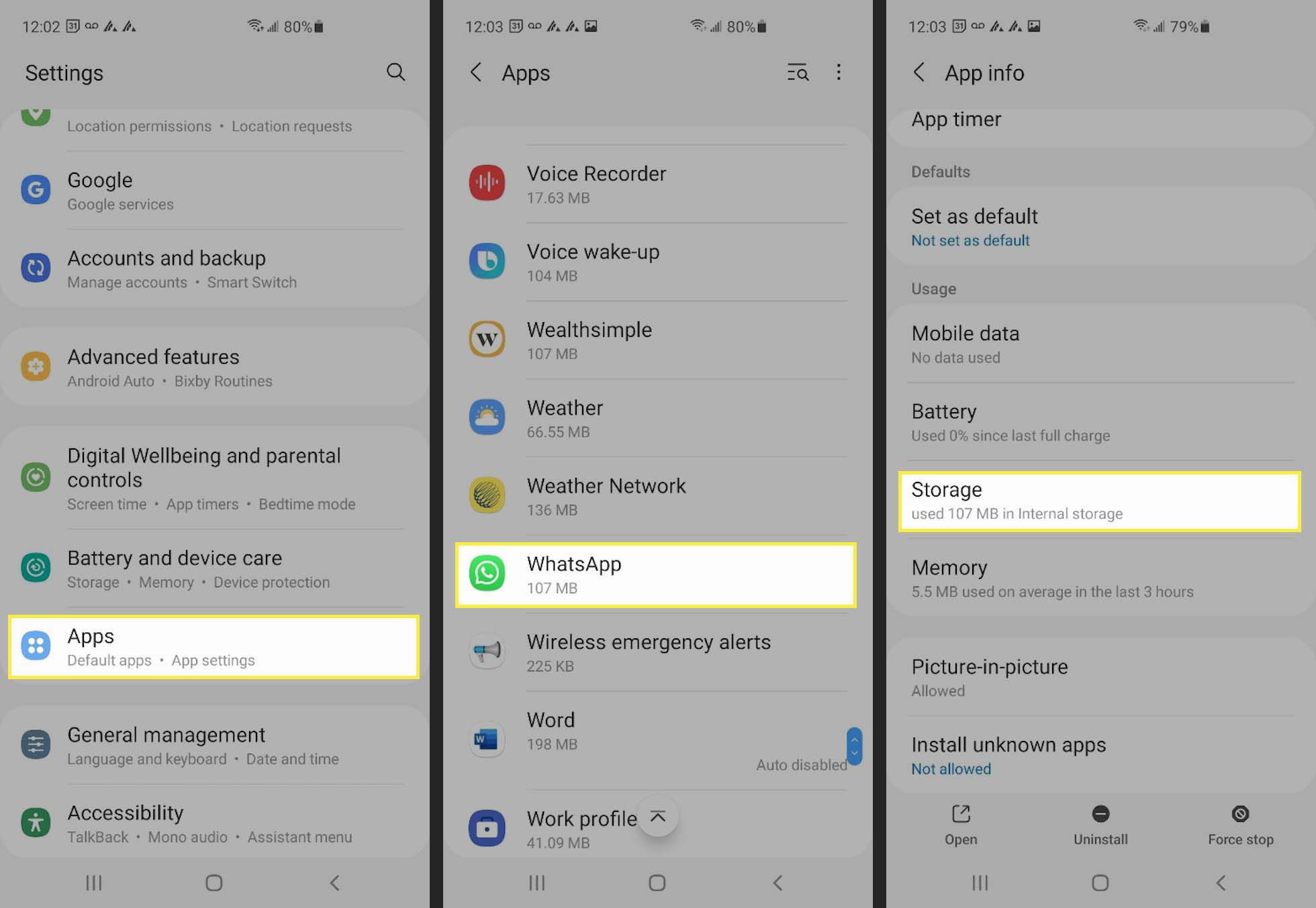 Διαγραφή μιας εφαρμογής σε Android μέσω της εφαρμογής Ρυθμίσεις.