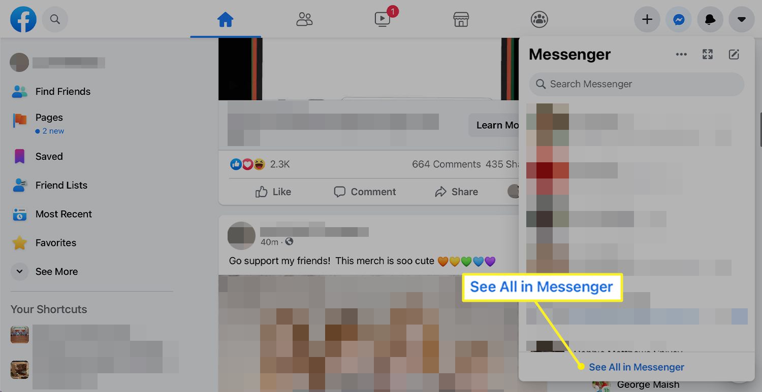 Το αναπτυσσόμενο μενού του Messenger