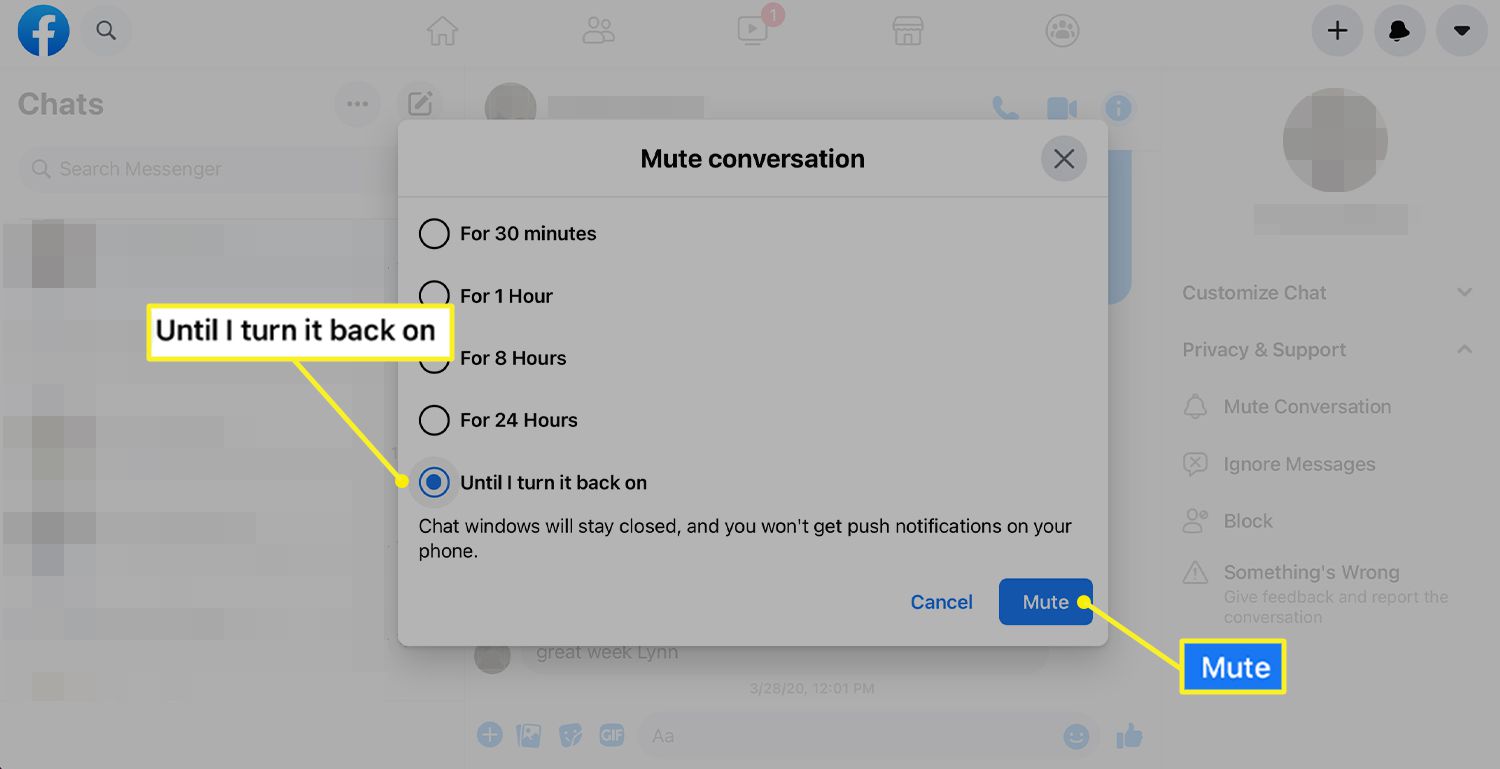 Επιλογή μετατροπής σίγασης Messenger