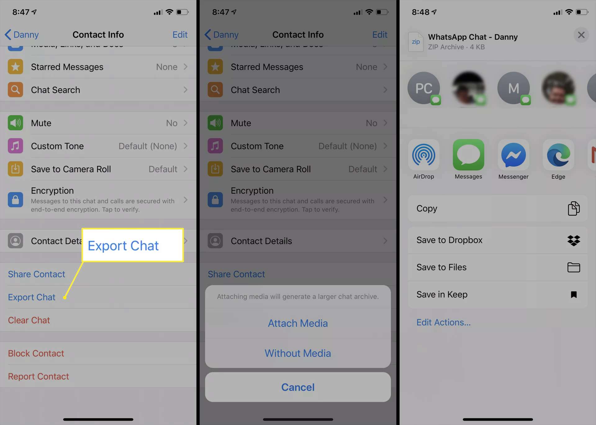 Εξαγωγή συνομιλίας στο iPhone