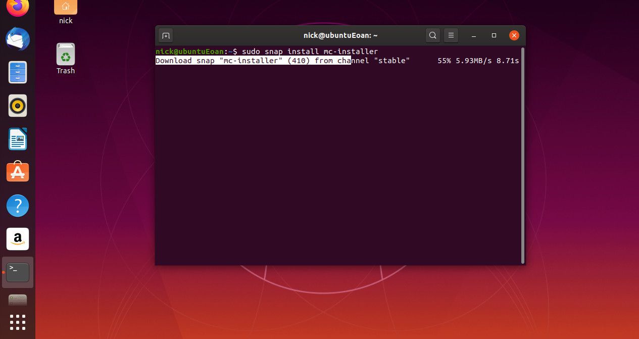 Το Ubuntu εγκαθιστά το snap mc-installer
