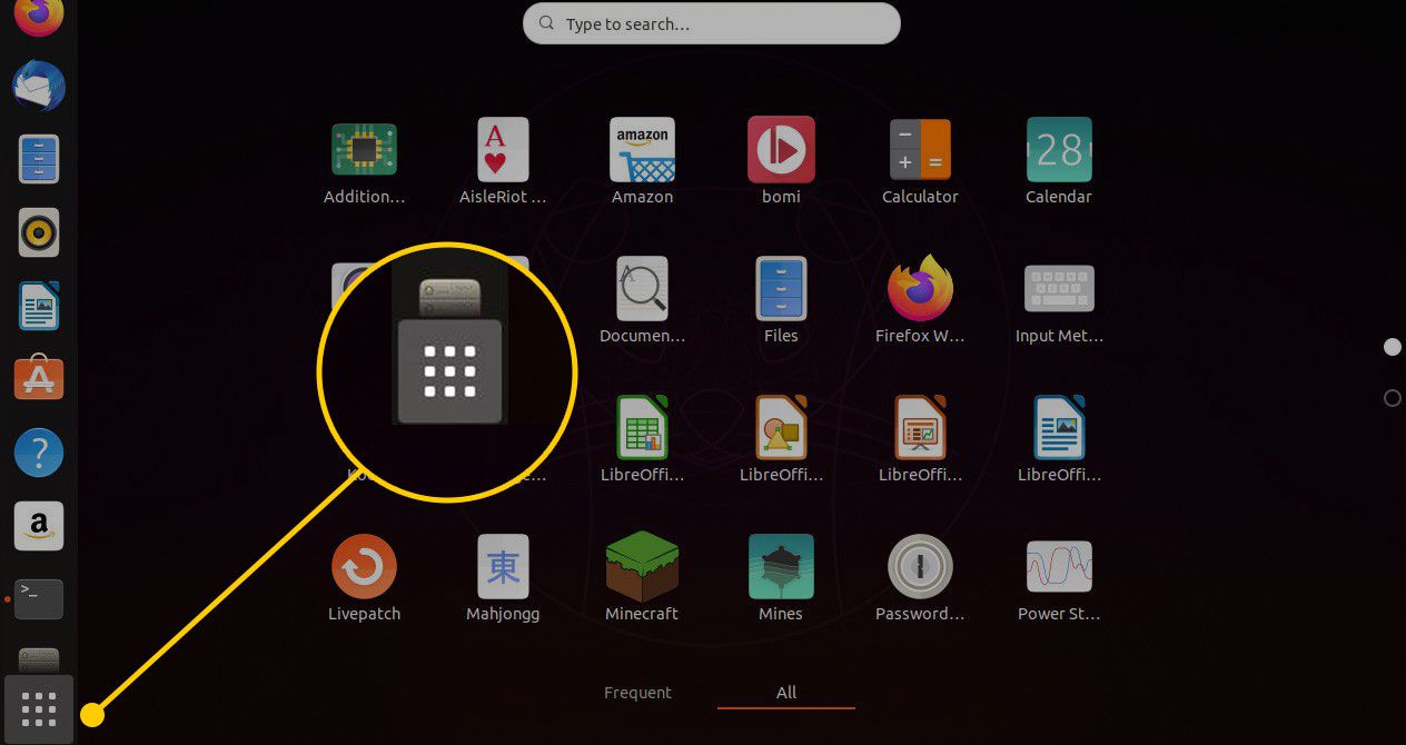 Εμφάνιση κουμπιού εφαρμογών στο Ubuntu
