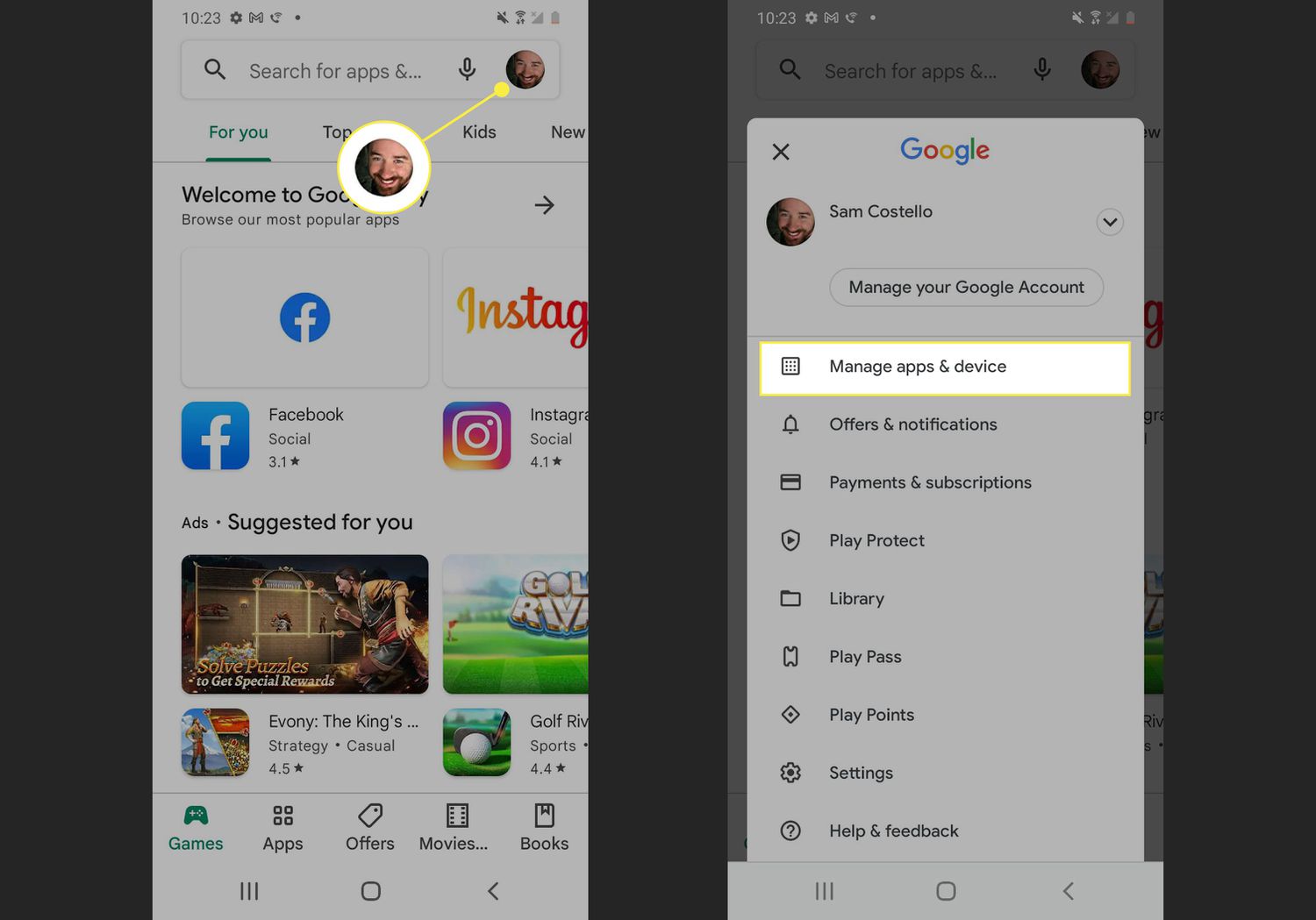 Βήματα για να ελέγξετε την έκδοση του Google Chrome στο Google Play.