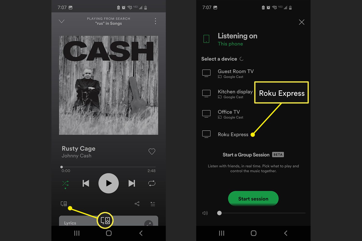 Μετάδοση από το Spotify χρησιμοποιώντας την εφαρμογή Roku