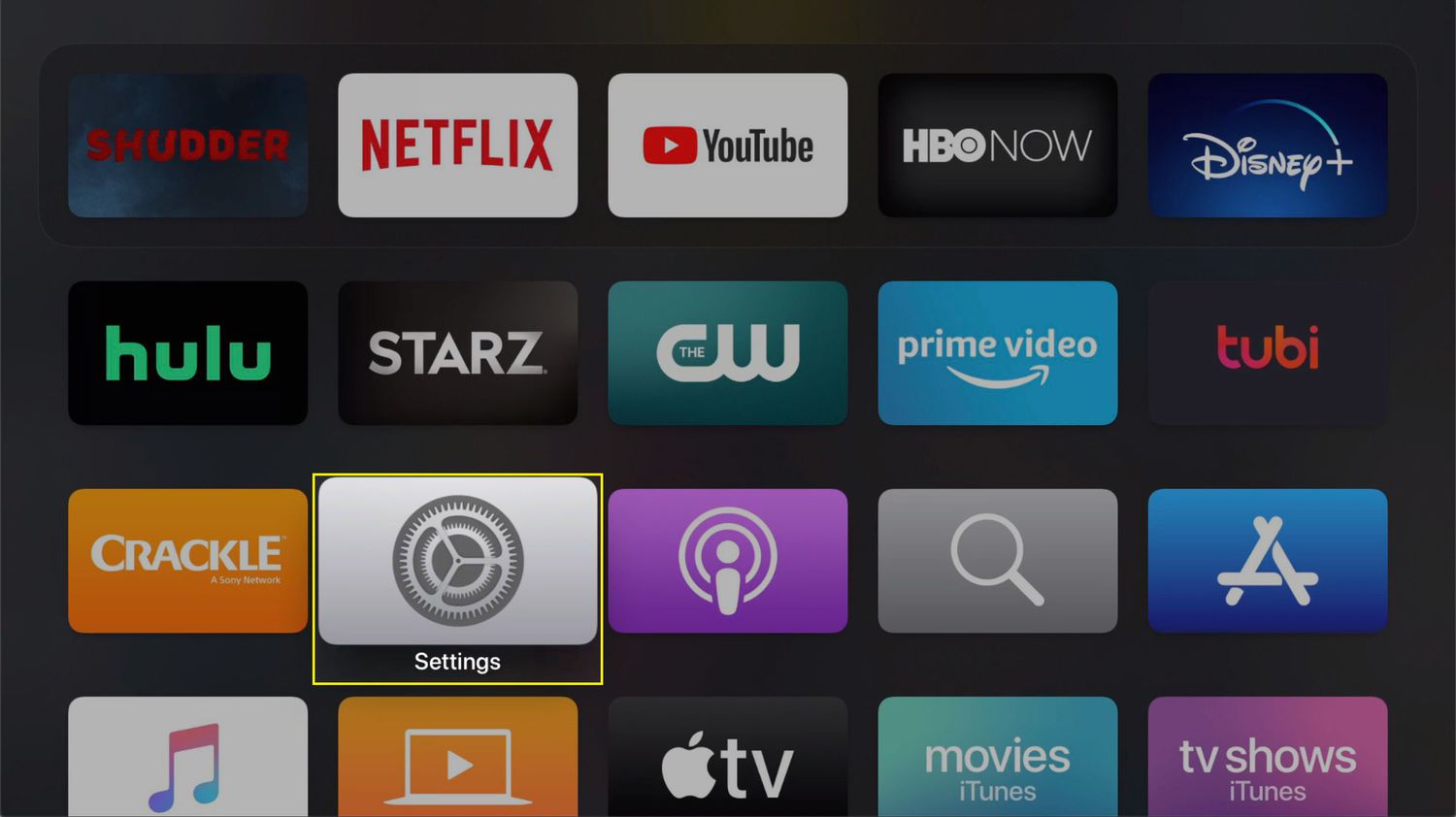 Η εφαρμογή Ρυθμίσεις σε Apple TV