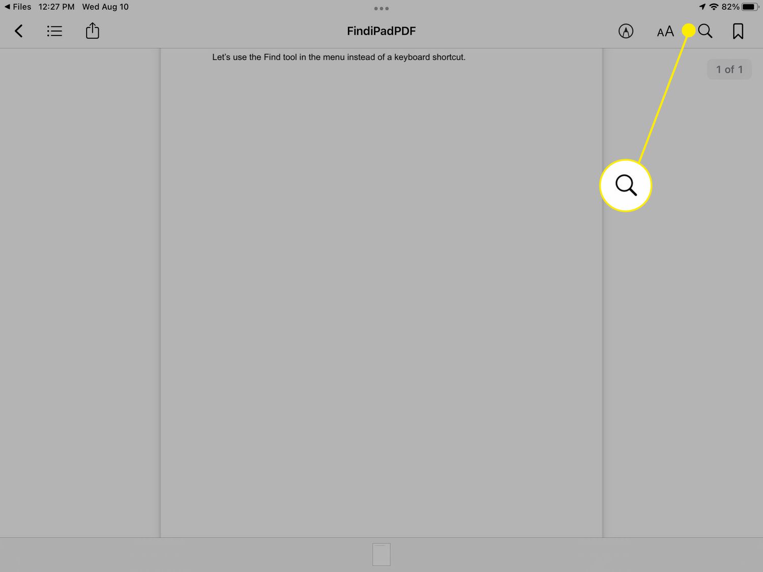 Εύρεση εικονιδίου (μεγεθυντικός φακός) στα Βιβλία στο iPad