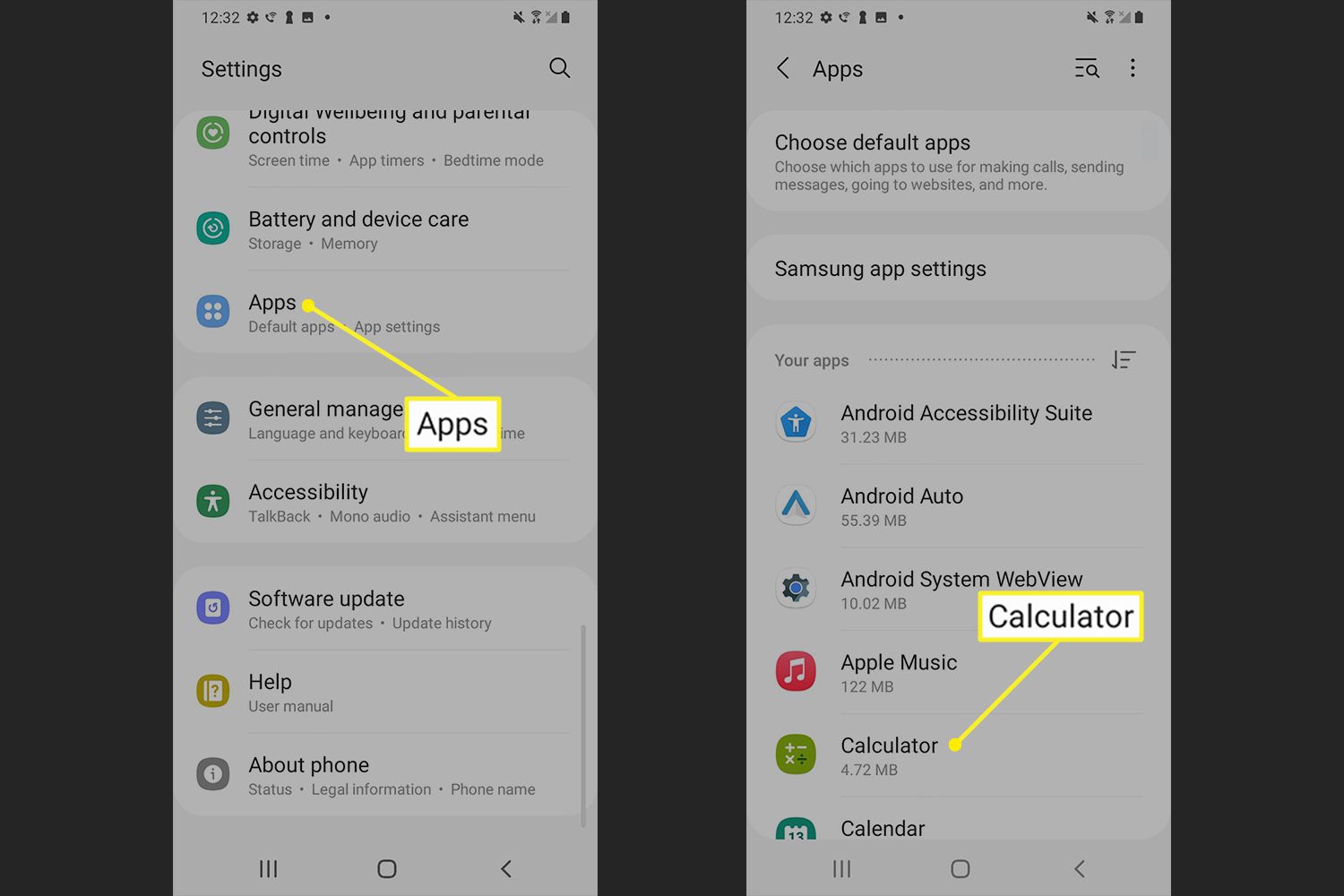 Οθόνη ρυθμίσεων εφαρμογής Android με επιλεγμένη μια εφαρμογή