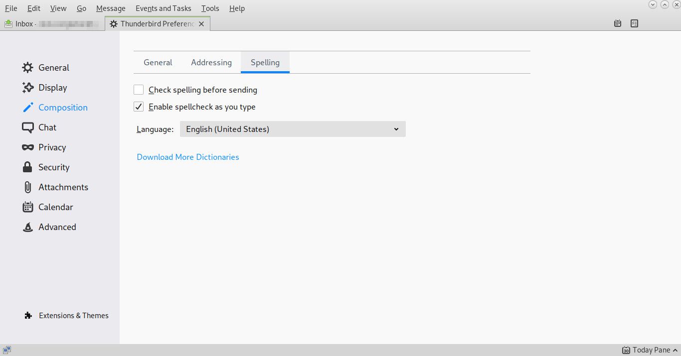 Ρυθμίσεις σύνθεσης Thunderbird